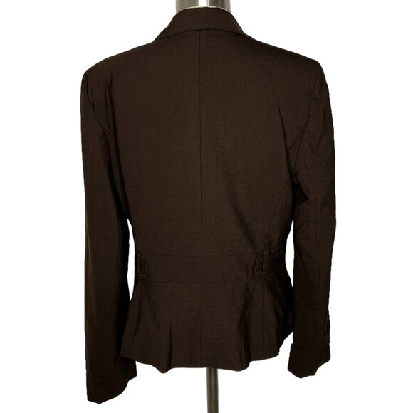 Ann Taylor Loft Blazer Womens Size 12 Brown Two Button Wool Blend Career Wear - Picture 3 of 4